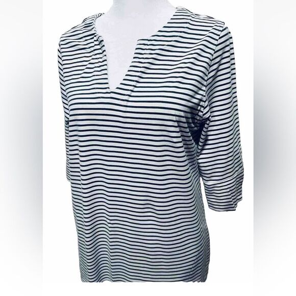 Hang Ten Dress Costal Beach White And Blue Stripes Midi Women’s M - Picture 2 of 6